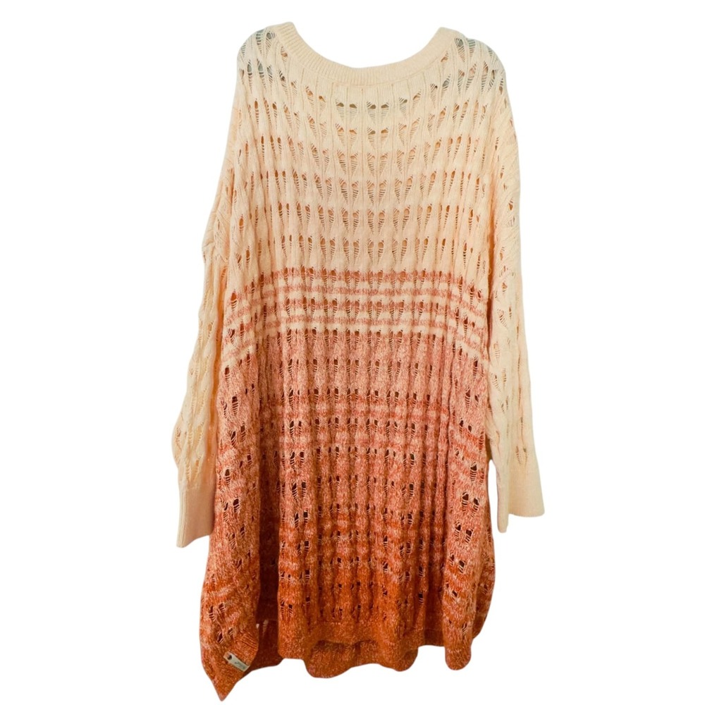 Woolrich Women's Sz XL Rust Ombre Open Knit Sweater Oversized Boho Cottagecore